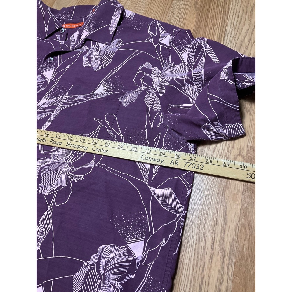 Tori Richard Mens 2XL Purple Floral Iris Short Sleeve Button Up Camp Shirt 0201 - Picture 5 of 7